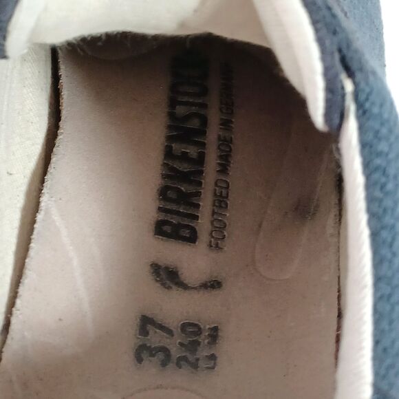 Birkenstock Womens Sneaker Size 6 W EU 37 Blue Suede Canvas Lace Up Bend Low Top - Picture 8 of 9